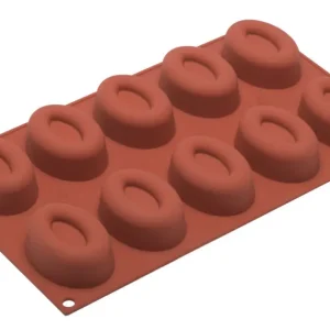 Silikomart bakvorm 10 ovale savarins ø 7 cm silicone bruin Fabrieksprijs