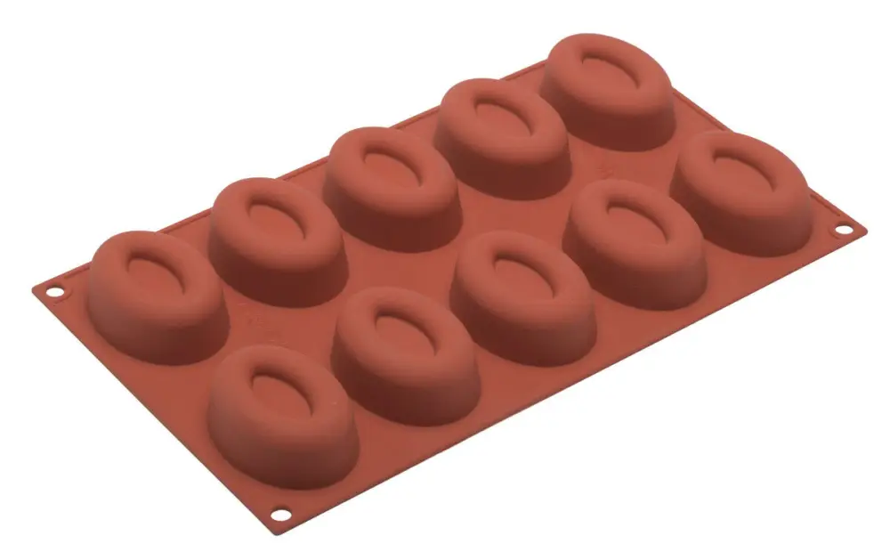 Silikomart bakvorm 10 ovale savarins ø 7 cm silicone bruin Fabrieksprijs