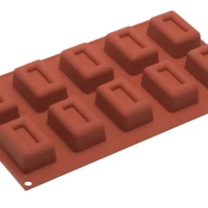 Silikomart bakvorm 10 savarins rechthoek 5,8 cm silicone bruin Goedkoop