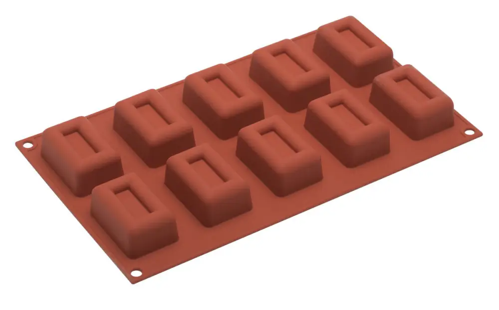 Silikomart bakvorm 10 savarins rechthoek 5,8 cm silicone bruin Goedkoop