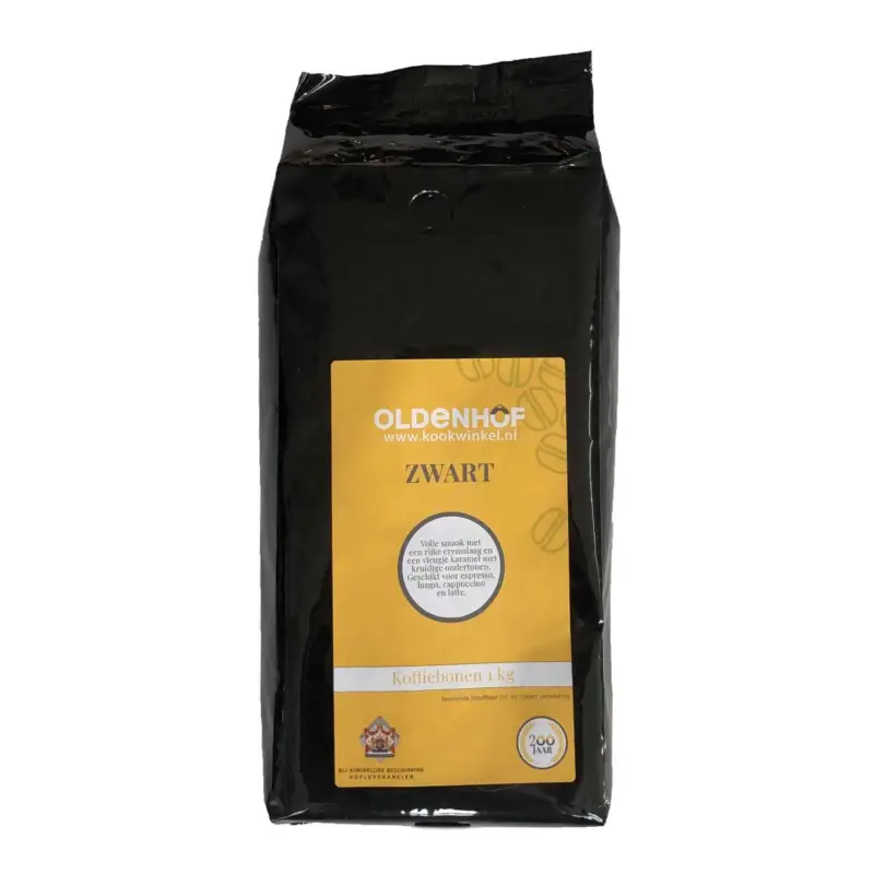 Oldenhof koffiebonen zwart 1 kg Superprijs