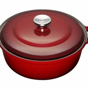 Nu Kopen Le Creuset faitout braadpan met plaatstalen deksel 4,9 liter ø 28 cm gietijzer rood