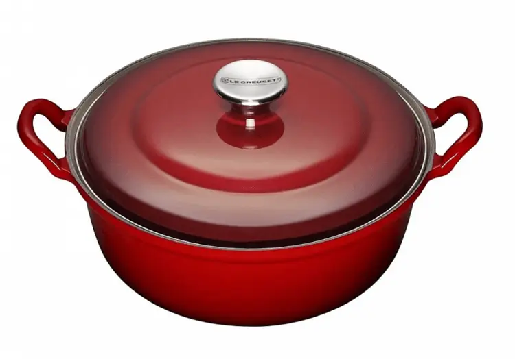 Nu Kopen Le Creuset faitout braadpan met plaatstalen deksel 4,9 liter ø 28 cm gietijzer rood