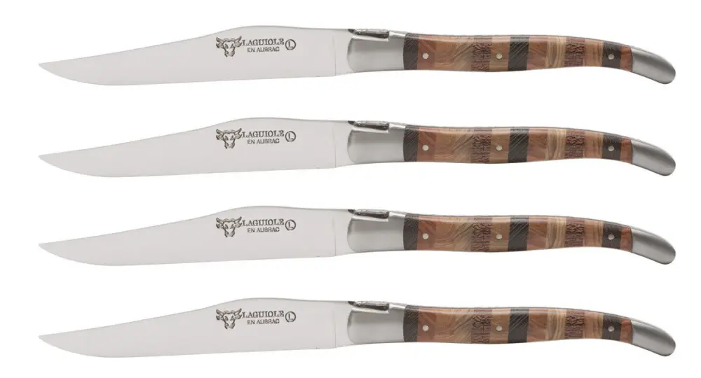 Laguiole en Aubrac steakmes 11,5 cm woodstock 4 stuks Weekendaanbieding