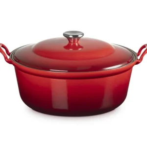 Lage Kosten Le Creuset faitout braadpan met plaatstalen deksel 7,8 liter ø 32 cm gietijzer rood