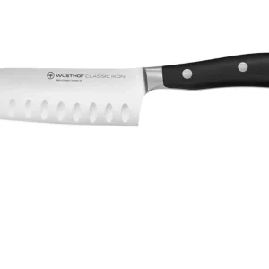Koop Online Wüsthof Classic Ikon Santokumes met kuiltjes 14 cm messenstaal