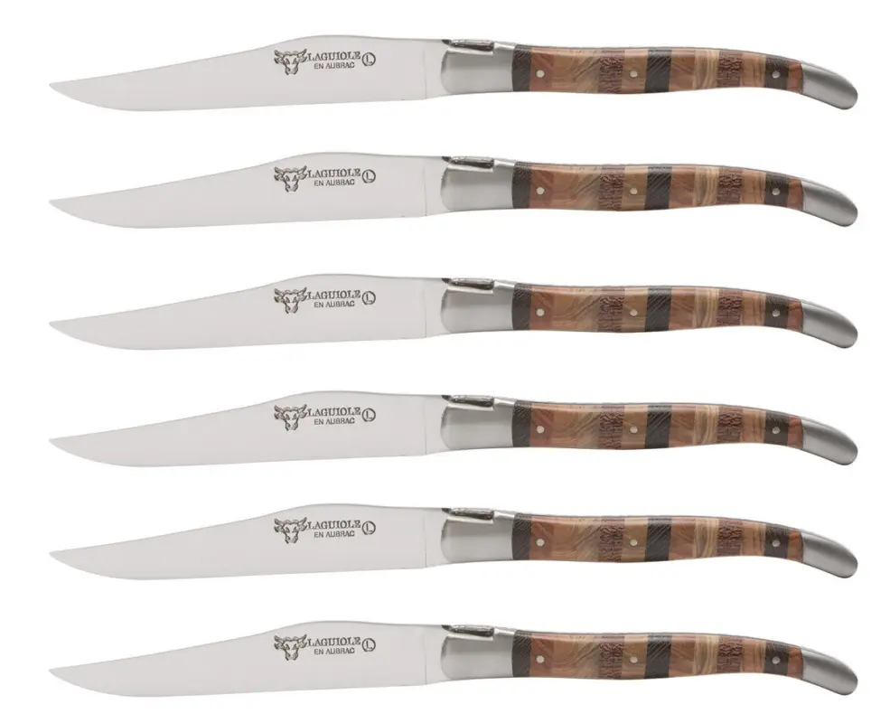 Laguiole en Aubrac steakmes 11,5 cm woodstock 6 stuks Weekendaanbieding