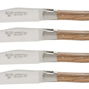 Gecertificeerd Laguiole en Aubrac Shepherd's Cross steakmes 11,5 cm olijfhout 4 stuks