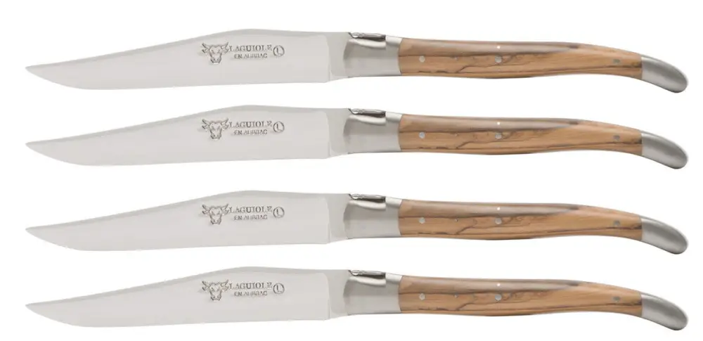 Gecertificeerd Laguiole en Aubrac Shepherd's Cross steakmes 11,5 cm olijfhout 4 stuks