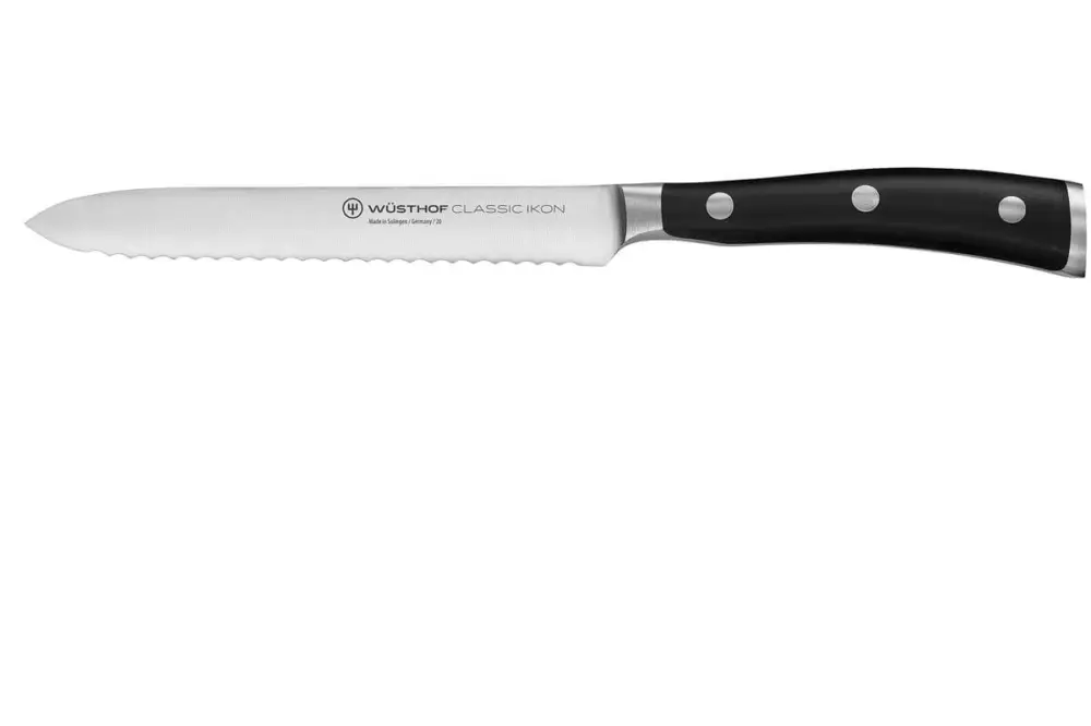 Favoriet Wüsthof Classic Ikon worst- en tomatenmes 14 cm messenstaal