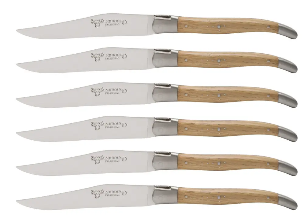 Beperkt Aanbod Laguiole en Aubrac Shepherd's Cross steakmes 11,5 cm eikenhout 6 stuks
