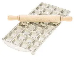 Oldenhof raviolimat 36 stuks vierkant 3,5 x 3,5 cm rvs met deegroller Lage Kosten