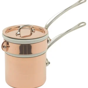Goedkoop Mauviel M'150S au bain-mariepan ø 12 cm koper met rvs grepen 2-delig