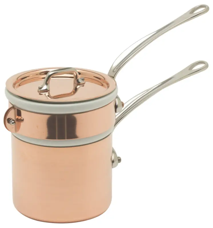 Goedkoop Mauviel M'150S au bain-mariepan ø 12 cm koper met rvs grepen 2-delig