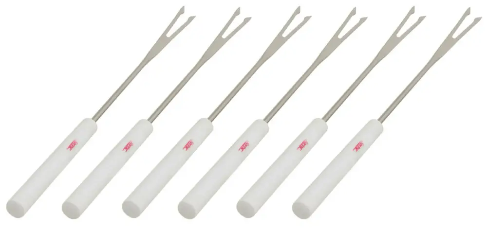 Spring fonduevork 26 cm kunststof wit 6 stuks Op = Op