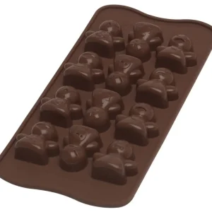Silikomart EasyChoc Moods bonbonvorm 12 poppetjes silicone bruin Betrouwbaar