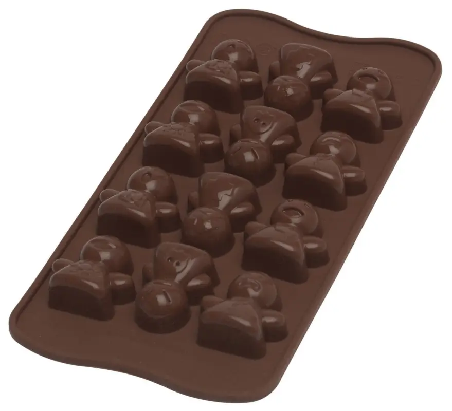 Silikomart EasyChoc Moods bonbonvorm 12 poppetjes silicone bruin Betrouwbaar