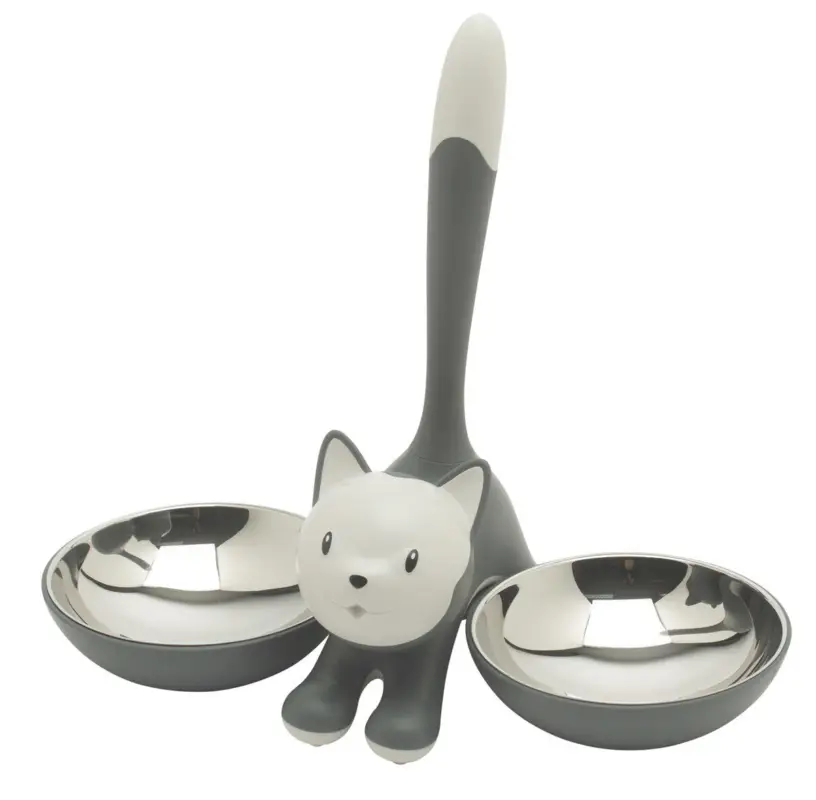 Gereduceerde Prijs Alessi Tigrito kattenschaaltjes 550 ml kunststof grijs