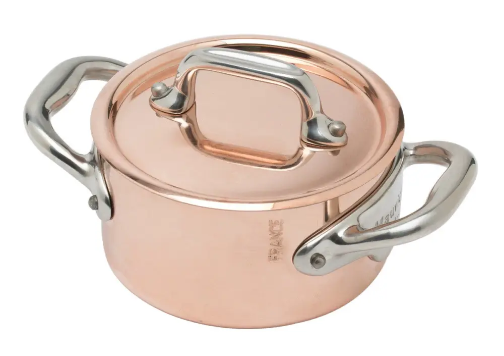 Mauviel M'minis 150s kookpan met deksel ø 9 cm koper rvs handgreep Nieuw