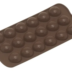 Silikomart EasyChoc Choco Goals bonbonvorm 18 voetballen silicone bruin Finale Uitverkoop
