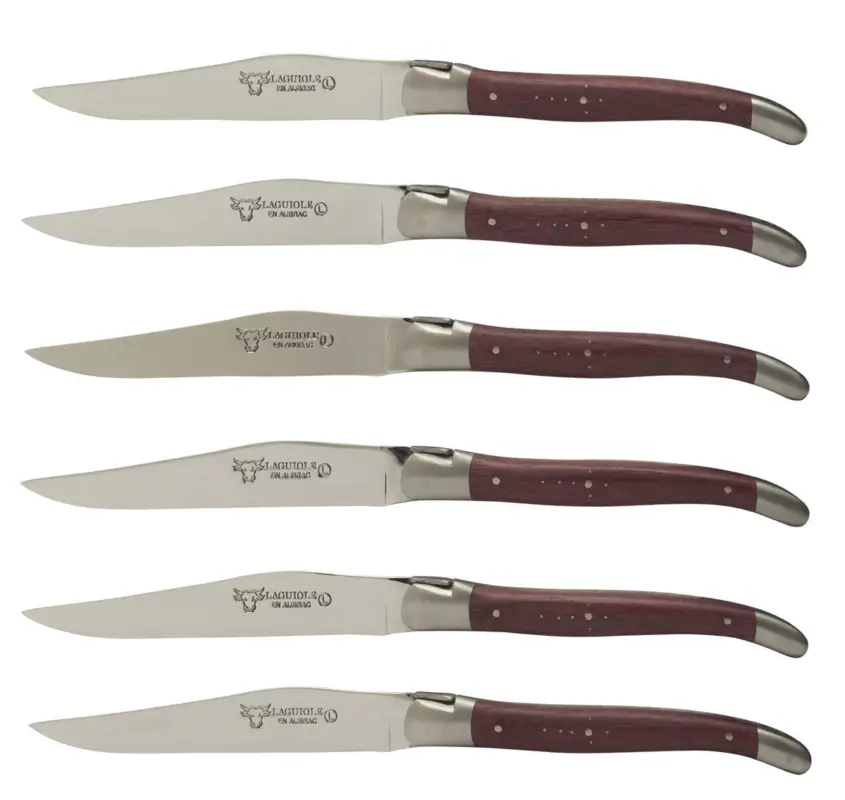 Laguiole en Aubrac steakmes 11,5 cm amarant rood 6 stuks Koop Online
