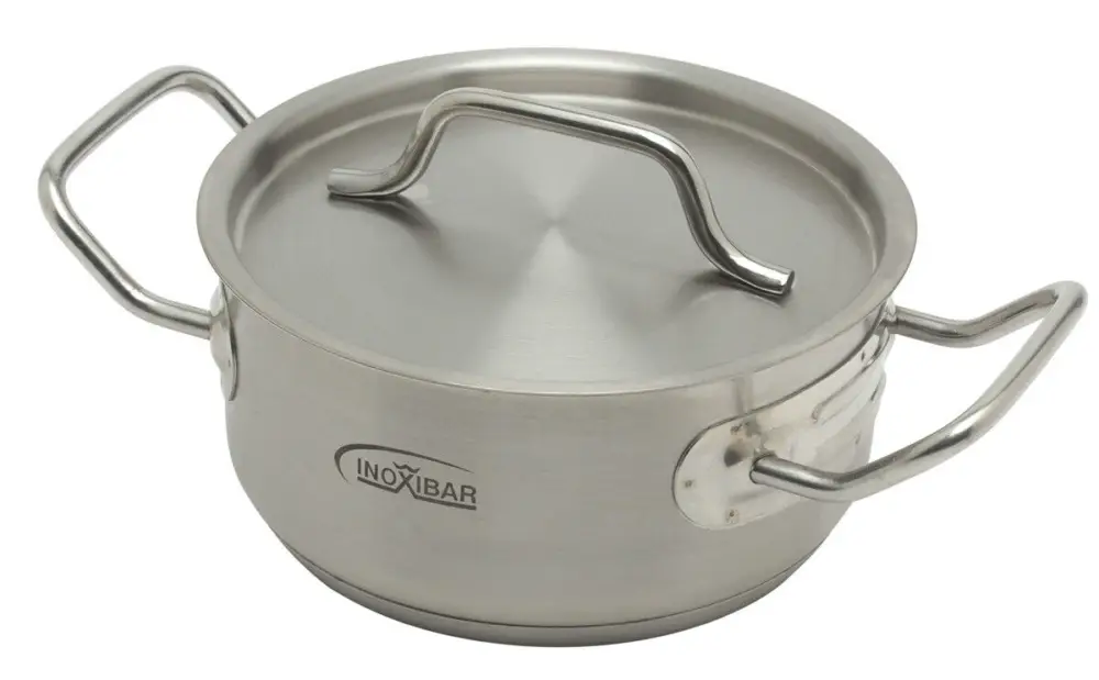 Inoxibar industriële lage kookpan ø 16 cm rvs mat Superprijs