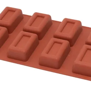 Tijdelijk Beschikbaar Silikomart bakvorm 8 savarins rechthoek 7,2 cm silicone bruin