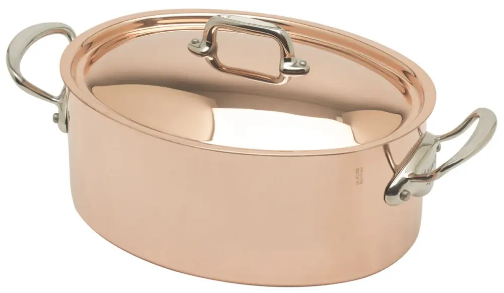 Mauviel M'150S ovale braadpan met deksel ø 30 cm koper rvs greep Rechtstreeks Van De Fabrikant