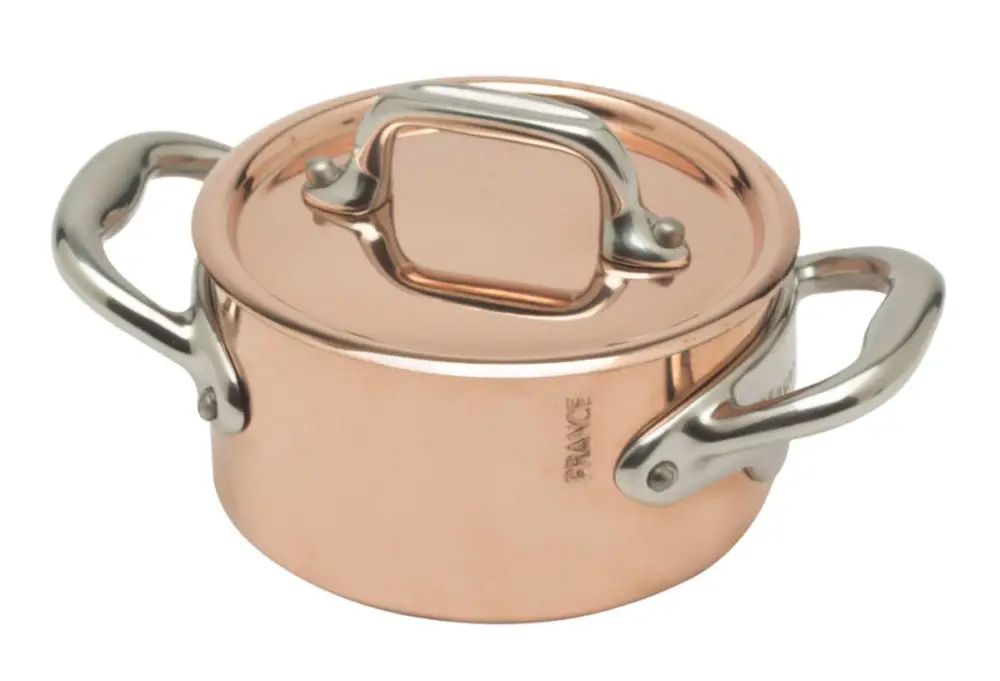 Koop Vandaag Mauviel M'minis M'150s cocotte ø 9 cm koper met rvs grepen
