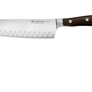 Laatste Kans Wüsthof Ikon Santoku mes met kuiltjes 17 cm messenstaal hout