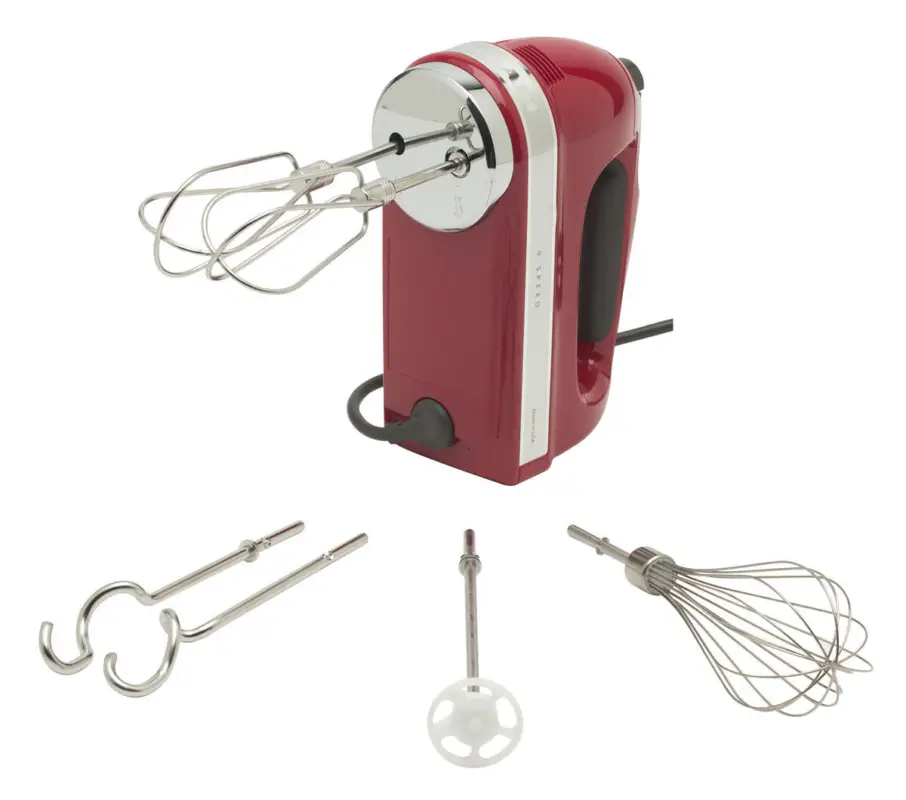 Actieprijs KitchenAid handmixer met accessoires kunststof rood 8-delig