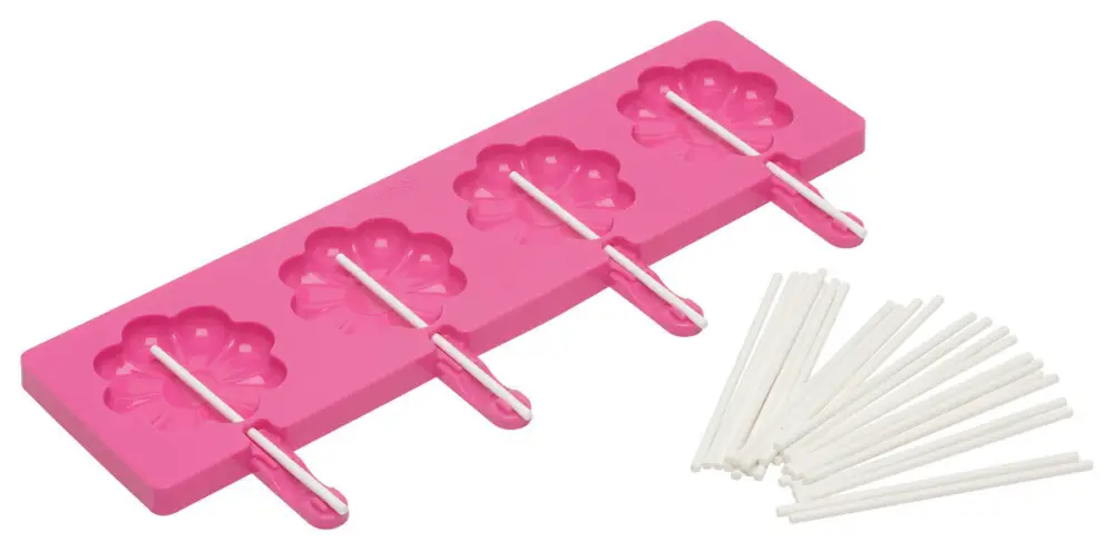 Silikomart EasyPop bloem 4 lolly's ø 7 cm silicone roze Express Levering