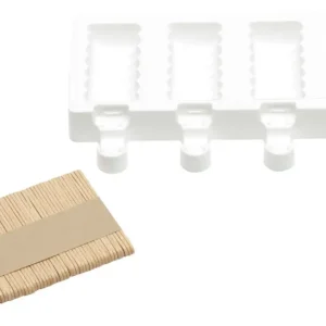 Hete Deal Silikomart ijsvorm ribbel 4 ijsjes 6,5 x 3,5 cm silicone wit