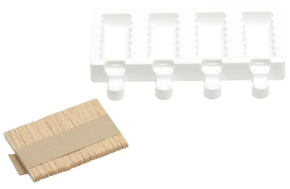 Hete Deal Silikomart ijsvorm ribbel 4 ijsjes 6,5 x 3,5 cm silicone wit