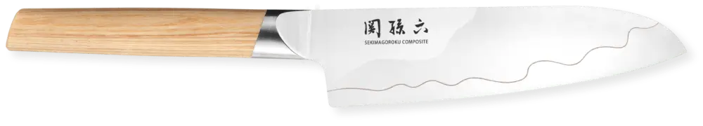 Direct Beschikbaar Kai Seki Magoroku Composite Santoku mes 16,5 cm SUS420J2 / VG10 staal