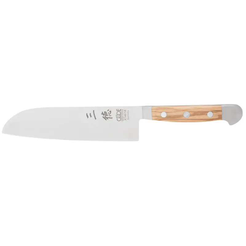 Güde Alpha Olive Santoku mes 18 cm messenstaal bruin Weekendaanbieding