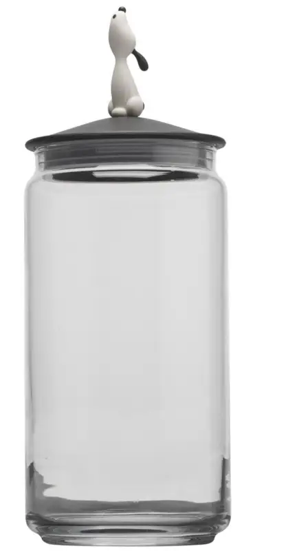 Beperkte Voorraad Alessi Lulájar hondenbrokjespot 1,5 liter glas zwart