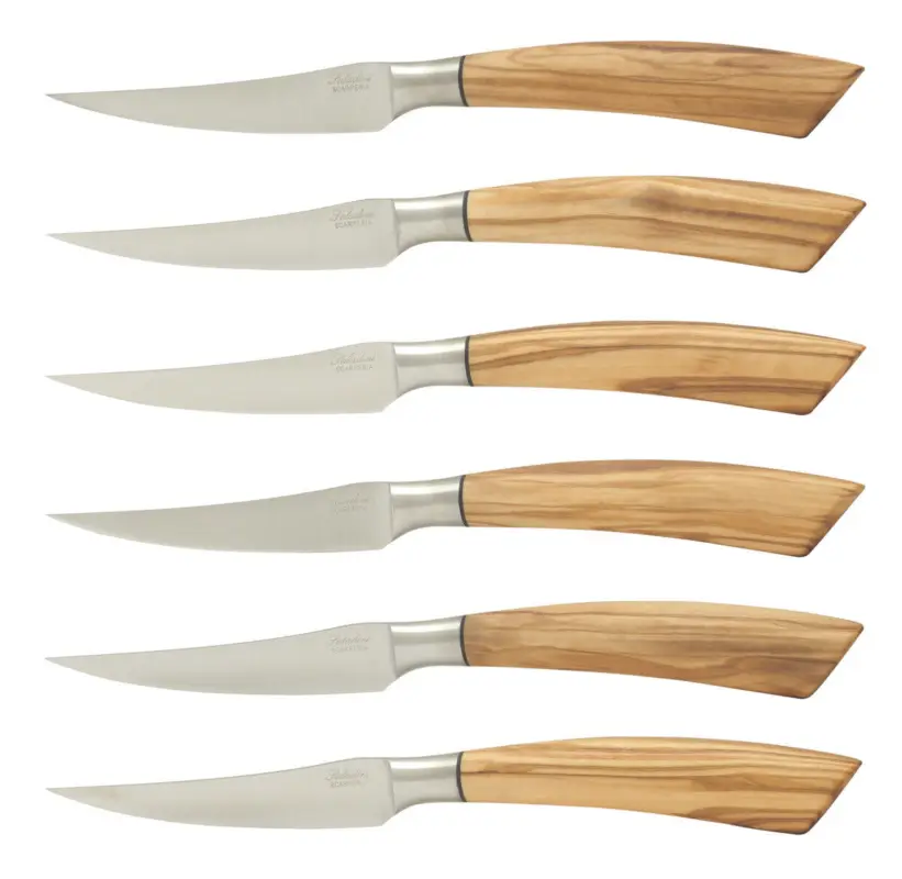 Saladini steakmes 10 cm olijfhout 6 stuks Merkproduct
