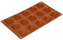 Shop Nu Silikomart bakvorm 15 piramides 3,6 cm silicone bruin