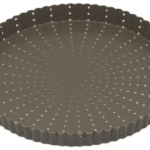 Premium Gobel geperforeerde geribbelde taartvorm rond ø 28 cm staal bruin