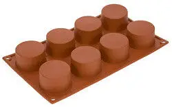 Silikomart bakvorm 8 cilinders ø 6 cm silicone bruin Premium