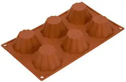 Silikomart bakvorm 6 briochettes ø 7,9 cm silicone bruin Flitsaanbieding