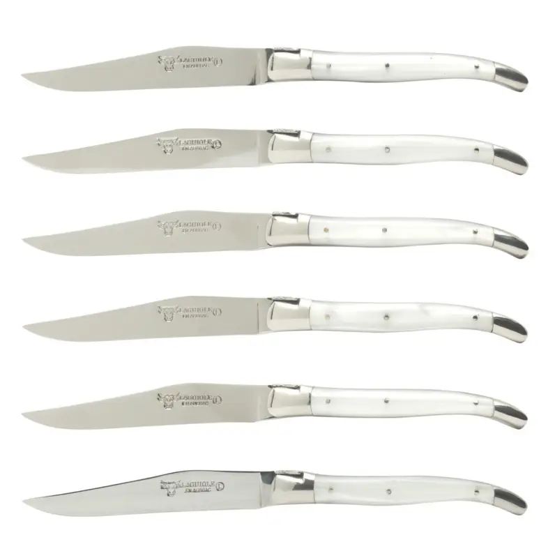 Laguiole en Aubrac steakmes 11,5 cm acryl wit 6 stuks Nu Kopen
