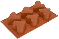 Nieuw Silikomart bakvorm 6 harten ø 6,5 cm silicone bruin