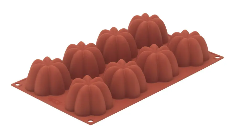 Weekendaanbieding Silikomart bakvorm 8 charlotte vormen ø 7 cm silicone bruin