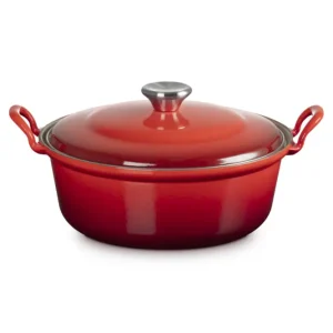 Hoge Kwaliteit Le Creuset faitout braadpan met plaatstalen deksel 2,4 liter ø 24 cm gietijzer rood