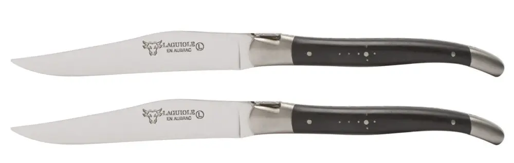 Exclusieve Aanbieding Laguiole en Aubrac Shepherd's Cross steakmes 11,5 cm ebbenhout 2 stuks