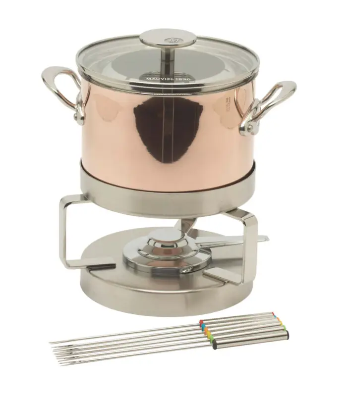 Mauviel M'150S fondueset 2,5 liter koper met rvs grepen 6-persoons Superprijs