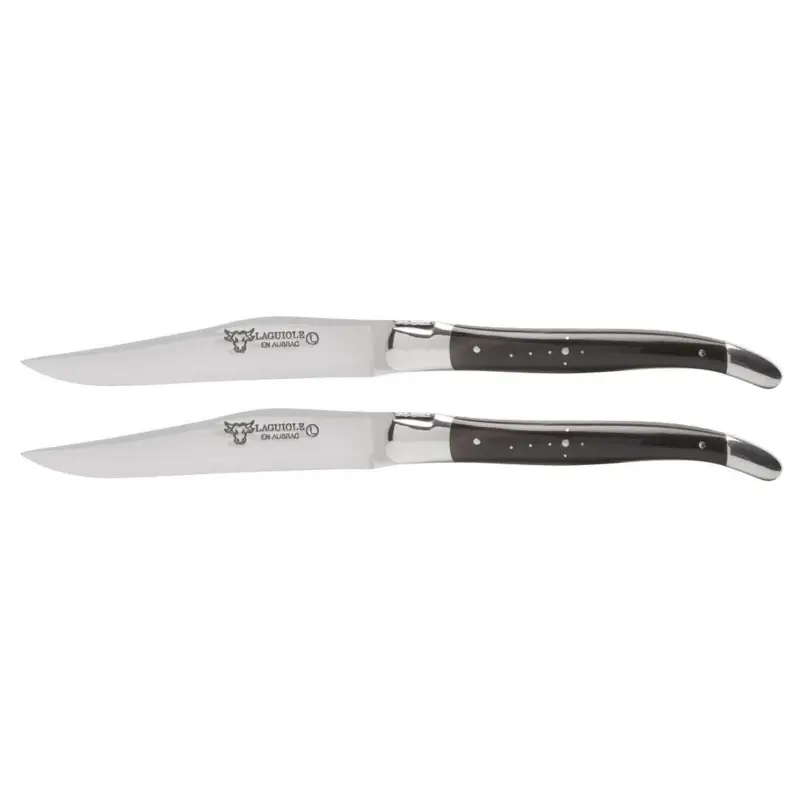 Gereduceerde Prijs Laguiole en Aubrac Shepherd's Cross steakmes 11,5 cm buffelhoorn 2 stuks