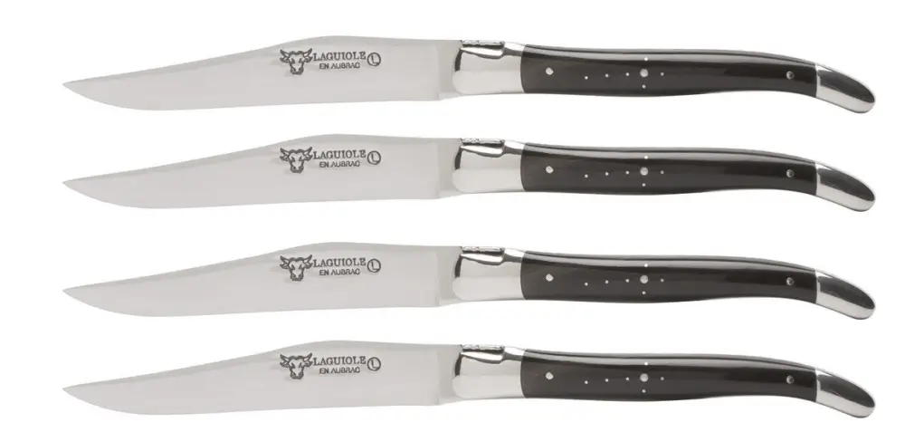 Flitsaanbieding Laguiole en Aubrac Shepherd's Cross steakmes 11,5 cm buffelhoorn 4 stuks